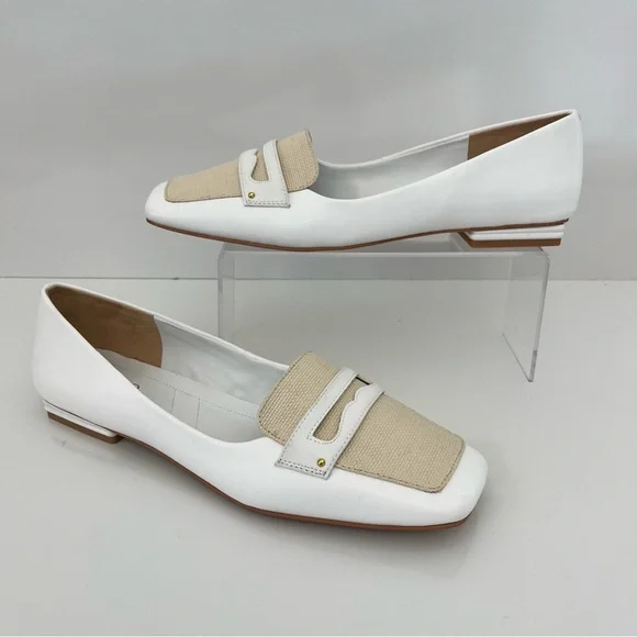 Franco Sarto White and Tan Flats with Bow Detail - Picture 2 of 12